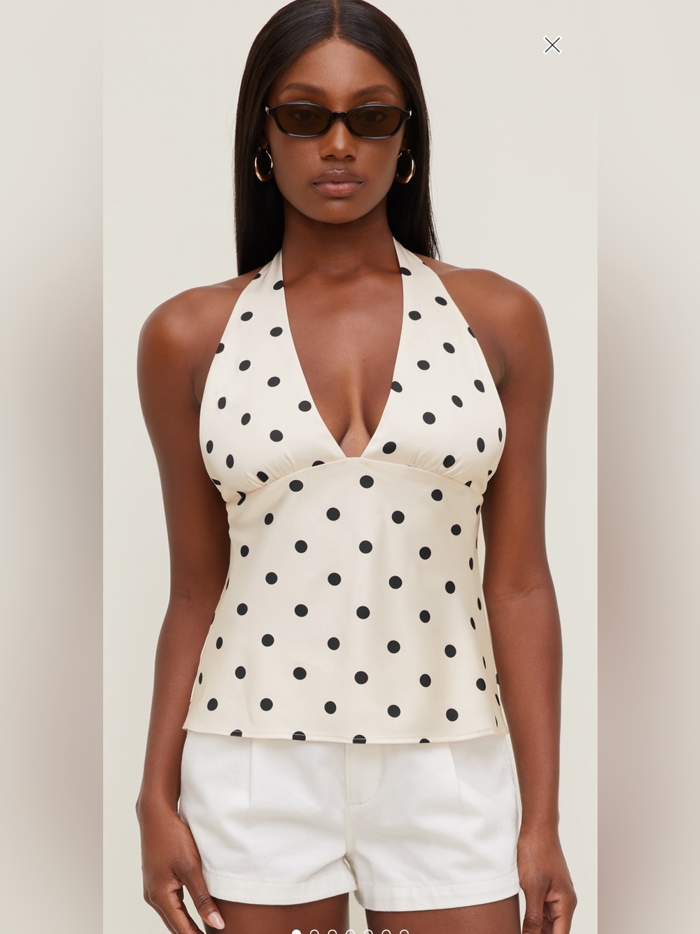 Dynamite Vea satin halter top polka dots